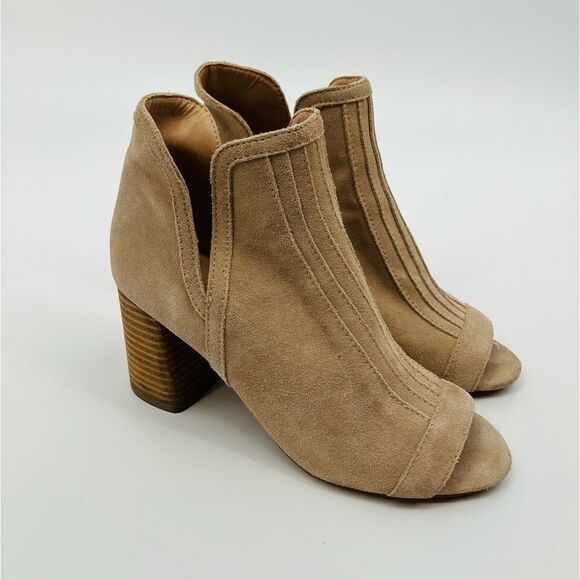 Joe's Jeans Ankle Boots Womens 7 Tan Suede Open Toe Booties - Picture 3 of 6